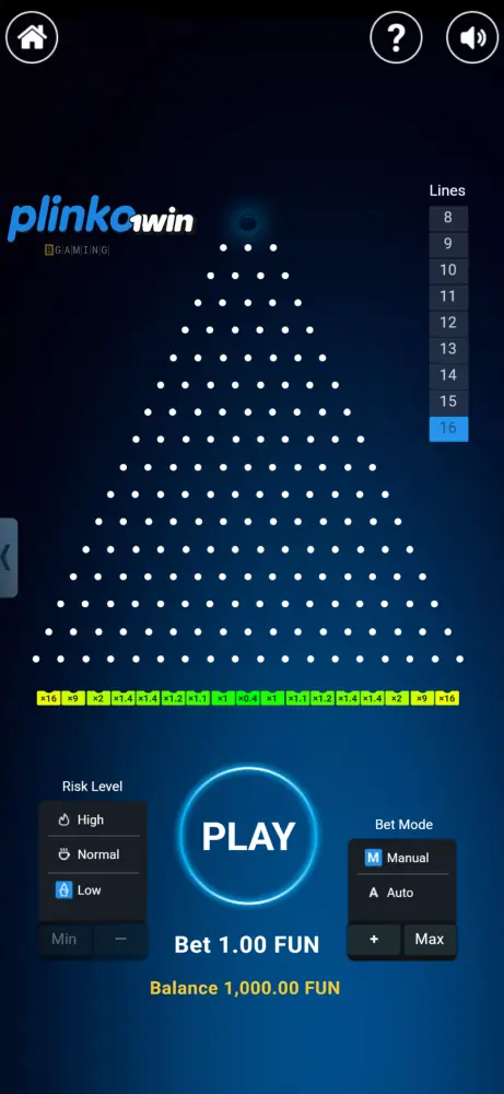 Plinko 1win screenshot max rows